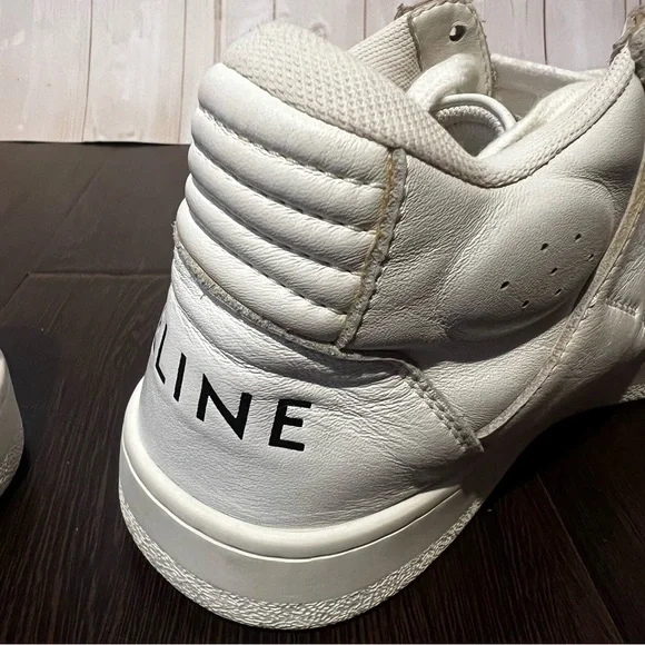 CELINE Womens White Calf Leather High-Top Logo Sneakers
SIZE 36 EU / 6 US - Picture 13 of 15